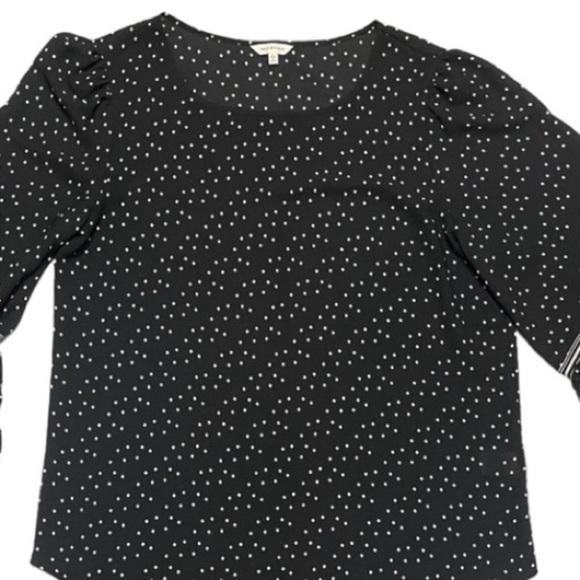 Max Studio London Womens Printed Tunic Blouse Blacl and White Polka Dots Large - Picture 10 of 16